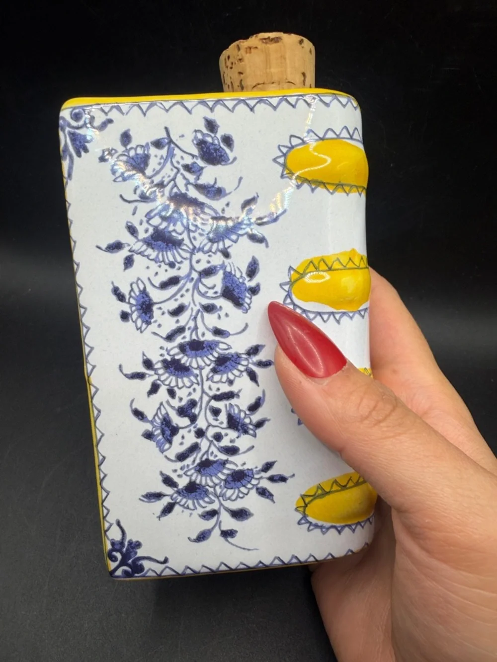 Metropolitan Museum of Art Vintage MMA Hand Painted Book Flask Bottle w Cork